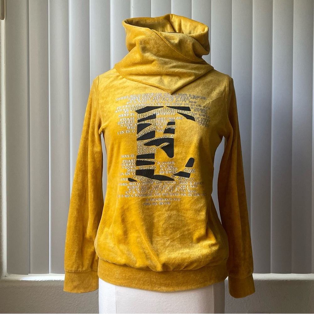 Women Pull On Velour Hoodie Mock Neck Jacket Top Size: S/M